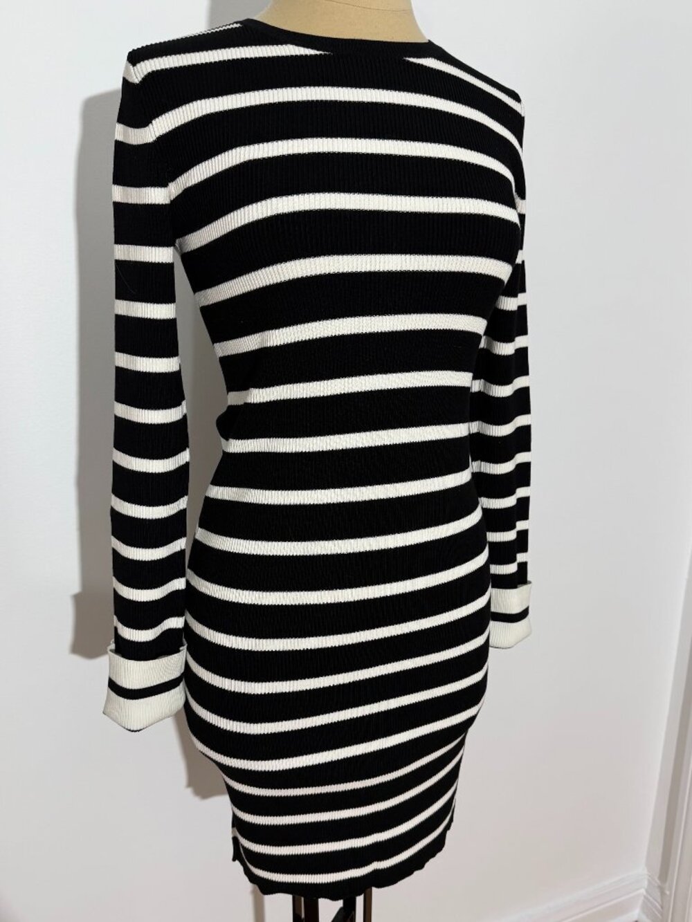 Theory Prosecco Ribbed Striped Stretch Sweater Dress